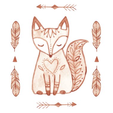 Vektör suluboya illüstrasyon kabile süsler ve nesnelerle