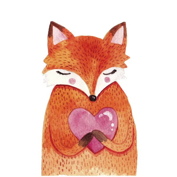 Sulu Boya şirin fox kalp ile