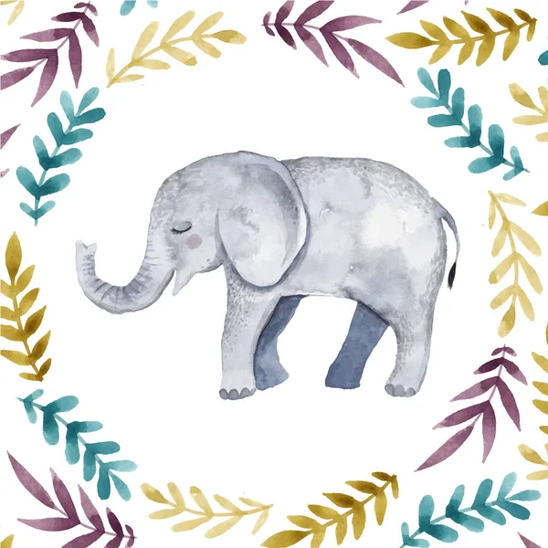 Мила ілюстрація з дитячим слоном  . — стоковий вектор