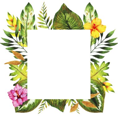 Parlak el çizilen çerçeve çiçek öğeleri.