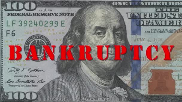Benjamin Franklin Yüz Dolarlık Banknottaki Portresi Kırmızı Imzalı Iflas Arıza — Stok video