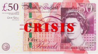 Elizabeth II 'nin portresi 50 İngiliz sterlin banknotundan kırmızı imzalı 