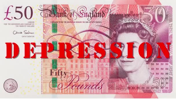 Portrait Elizabeth British Sterling Pound Bill Red Signature Depression World — Stock Video