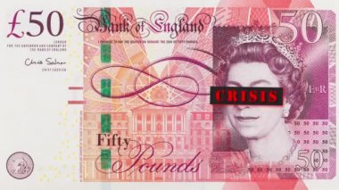 Elizabeth II 'nin portresi 50 İngiliz sterlin banknotundan gözleri kapalı ve başlığı 