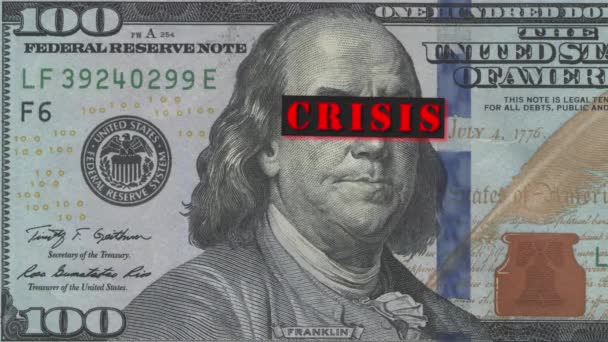 Portrait Benjamin Franklin Hundred Dollar Bill Closed Eyes Caption Title — Stock Video