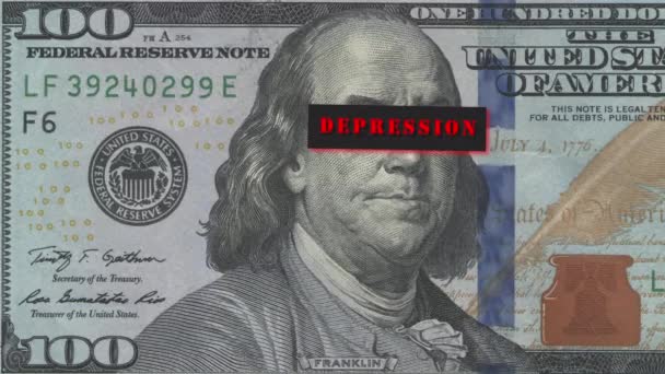 Portret Van Benjamin Franklin Van Een Biljet Van Honderd Dollar — Stockvideo