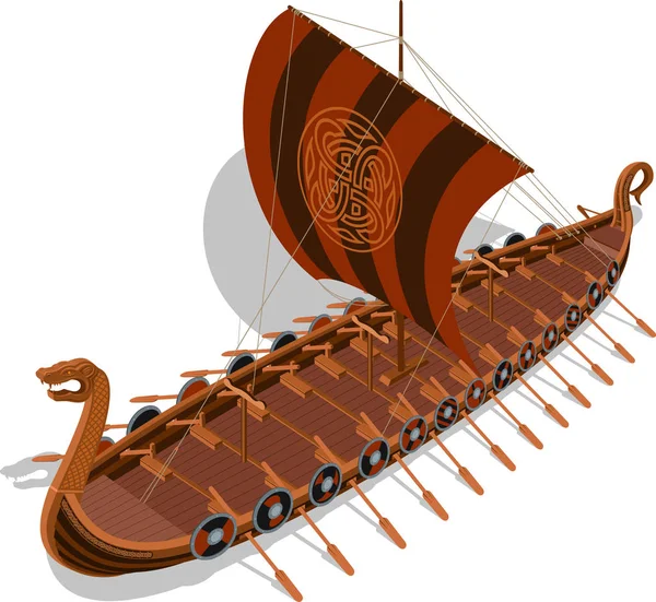 eski Rüzgar tahrik Vikingler bir izometrik projeksiyon gemisi