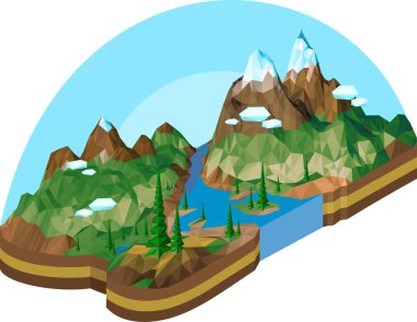 Bir çokgen vektörel dağ manzarası bir isometry görüntüsüdür 