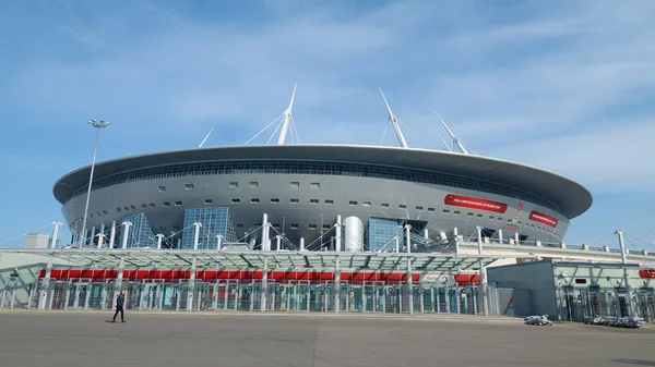 Stadion piłkarski dla świata mistrzostw w 2018 r. w Sankt Petersburgu. — Zdjęcie stockowe