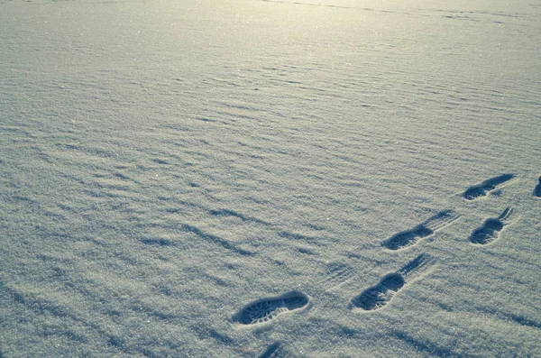 Huellas humanas en la nieve. —  Fotos de Stock