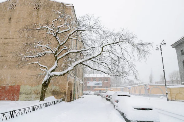 Inverno nevado nas ruas . — Fotografia de Stock