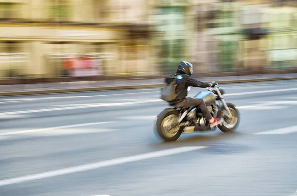 Moto Rapide Sur Une Rue Ville — Photo