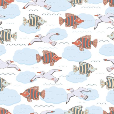 Balıklar ve martılar ile Seamless Modeli