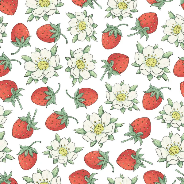 Çiçek ve meyveler srawberry çiçek seamless modeli