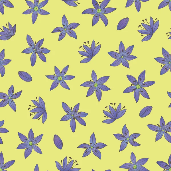 Scilla fleurs motif sans couture-02 — Image vectorielle