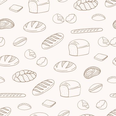 Açık arkaplanda fırın ürünleri ile vektörsüz desen