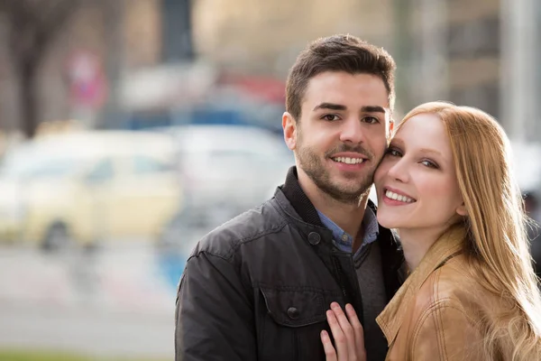 Couple of man and woman urban city portrait — Stock Photo, Image