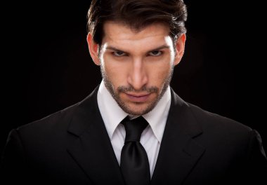 siyah izole el işaret beyaz esmer mutlu iş adamı