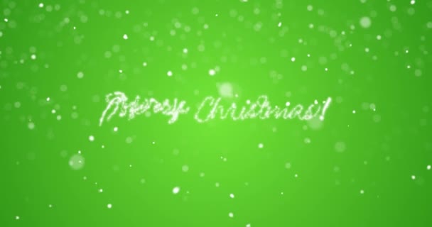 Looping Feliz Natal mensagem em Inglês, alemão, francês, espanhol, italiano, português multi-idioma com espaço logotipo cópia no fundo verde.Animated férias saudação cartão de fundo sem costura loop 4k — Vídeo de Stock