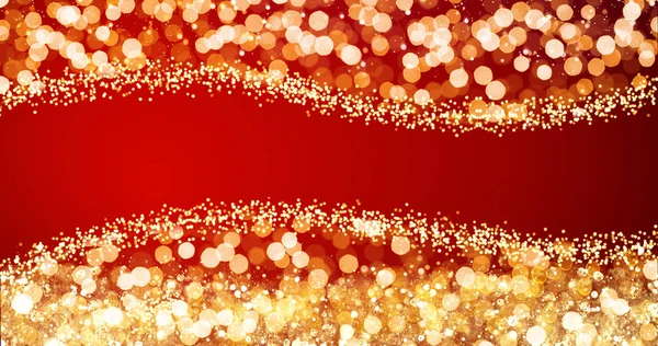 Goldene und silberne Weihnachtslichter auf rotem Hintergrund für frohe Weihnachten oder Grußbotschaften der Saison, helle Dekoration.elegant Weihnachtszeit Social Post Digital Card.copy Art Raum für Text oder Logo — Stockfoto