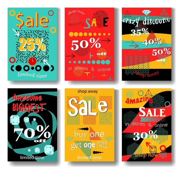 Set of sale banners design. Vector illustration — Stock Vector