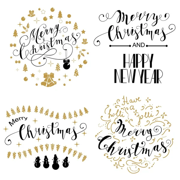 Tasarım kümesi yazı mutlu Noeller. Vektör çizim