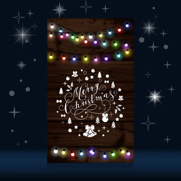 Christmas lights poster with shining and glowing garlands