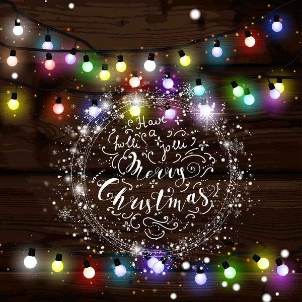 Weihnachtsbeleuchtung Poster mit leuchtenden und leuchtenden Girlanden — Stockvektor