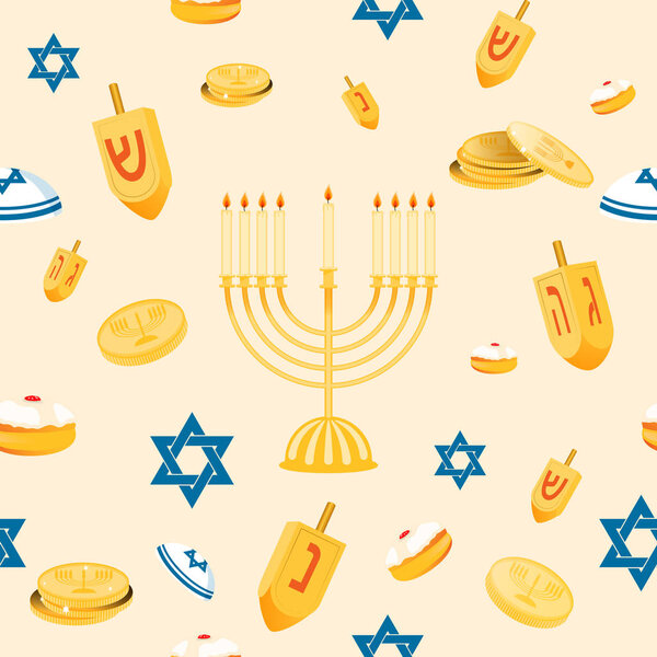 Hanukkah seamless pattern