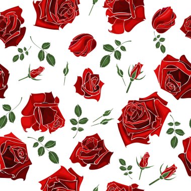 Sorunsuz gül deseni. Vektör çiçek arka plan