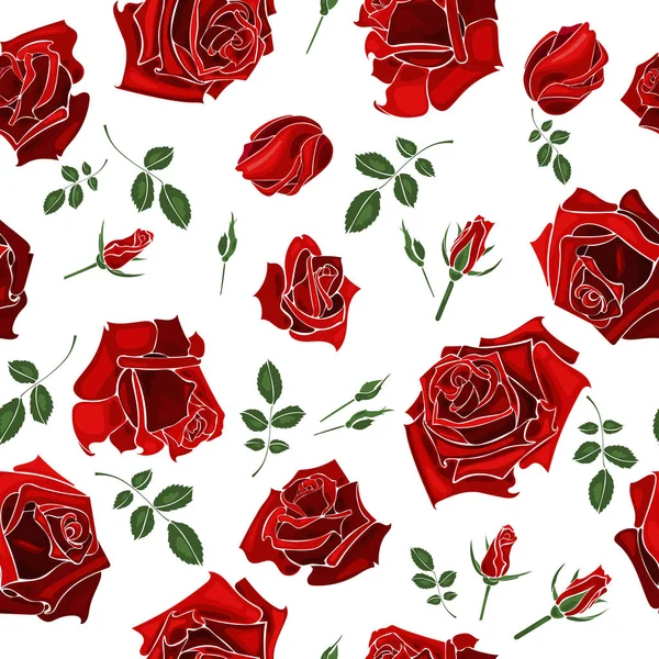 シームレスなバラのパターン。花のベクトルの背景 — ストックベクタ