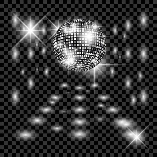 Disco ball with glow. Really transparency effect. — Stock Vector