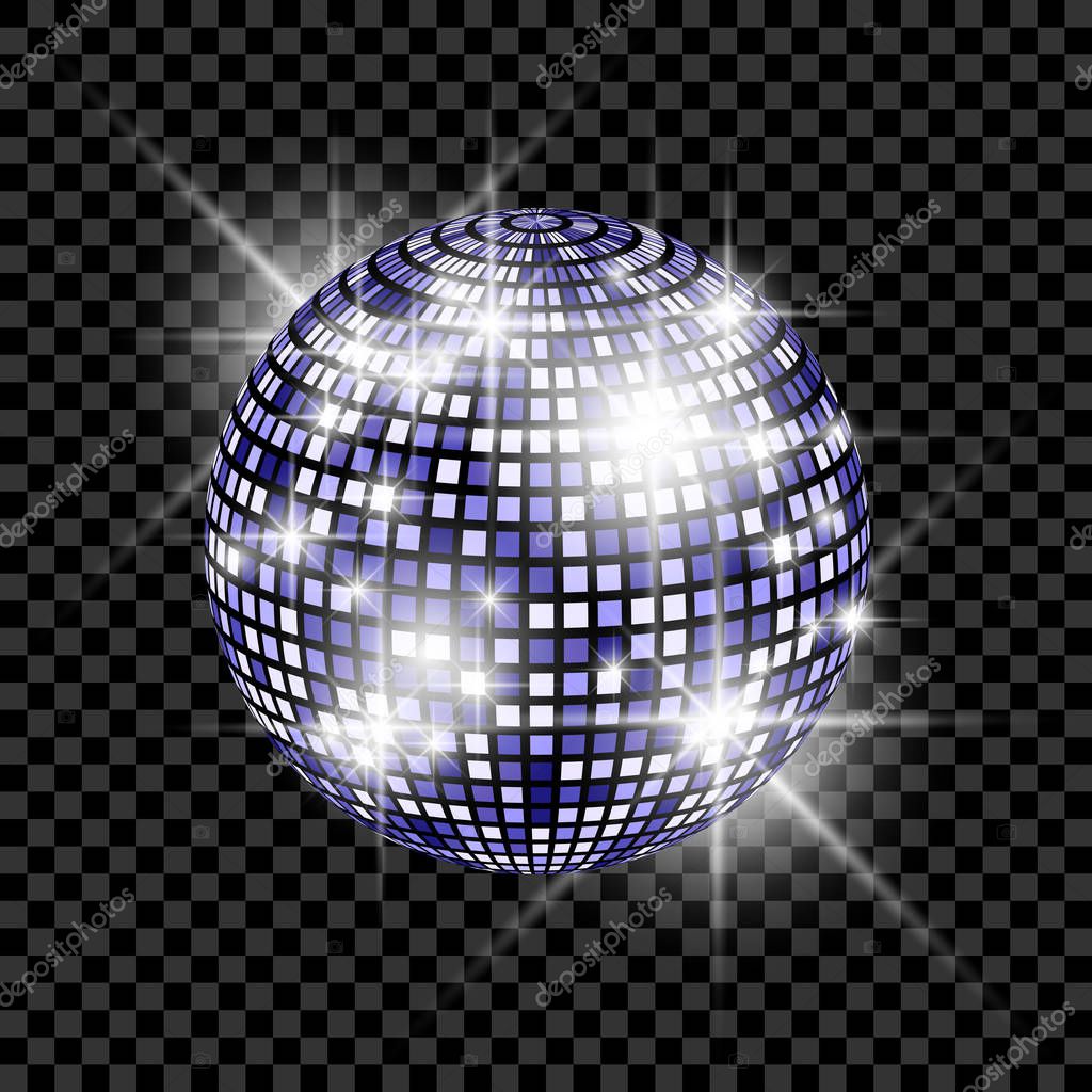 Blue Disco Ball isolated on a transparent background. Vector EPS 10