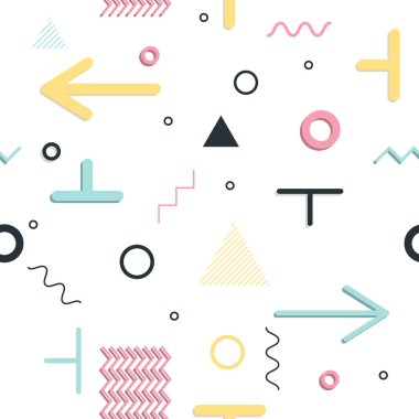 Dikişsiz desen 80-90'lı yılların stilleri soyut. Trendy memphis tarzı