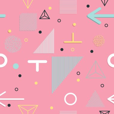 Dikişsiz desen 80-90'lı yılların stilleri soyut. Trendy memphis tarzı