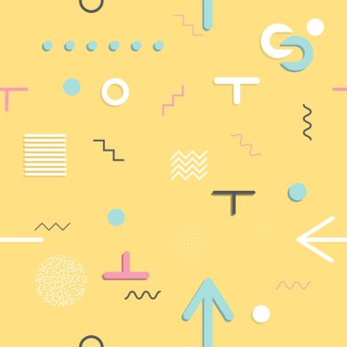 Dikişsiz desen 80-90'lı yılların stilleri soyut. Trendy memphis tarzı