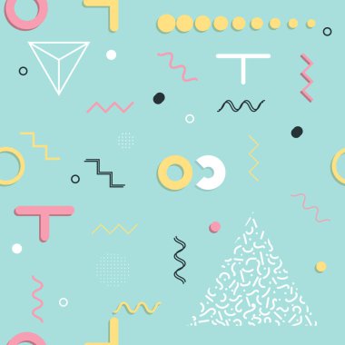 Dikişsiz desen 80-90'lı yılların stilleri soyut. Trendy memphis tarzı