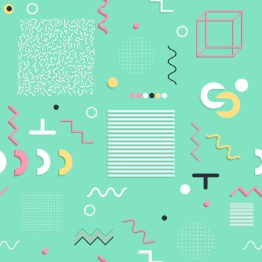 Dikişsiz desen 80-90'lı yılların stilleri soyut. Trendy memphis tarzı