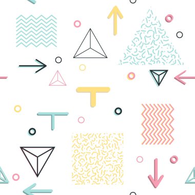 Dikişsiz desen 80-90'lı yılların stilleri soyut. Trendy memphis tarzı