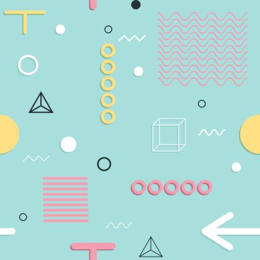 Dikişsiz desen 80-90'lı yılların stilleri soyut. Trendy memphis tarzı