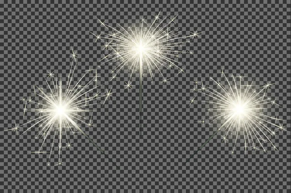 Closeup geïsoleerde sparkler shine Bengalen lichten voor vakantie decor — Stockvector