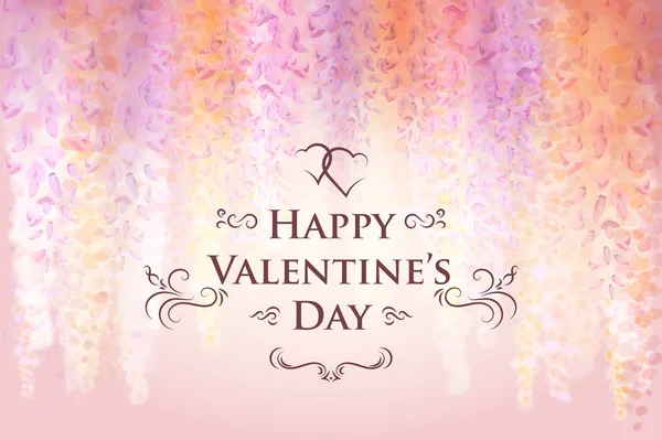 Valentýna karty šablony s jemnou květiny kvetoucí wistárie, květinové pozadí. Vektorové ilustrace. Eps10 — Stockový vektor