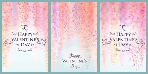 優しい花の咲く藤、花の背景を持つバレンタインデー カード テンプレート。ベクトルの図。Eps10 — ストックベクタ