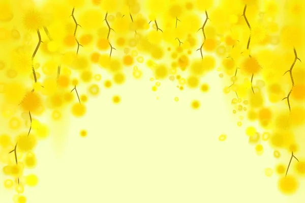 Mimosa amarilla flores de primavera guirnalda vertical sobre fondo blanco . — Archivo Imágenes Vectoriales