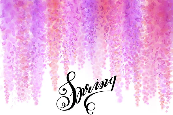 美しい咲く藤多重背景に春のセールに関する広告。ベクトル図 — ストックベクタ