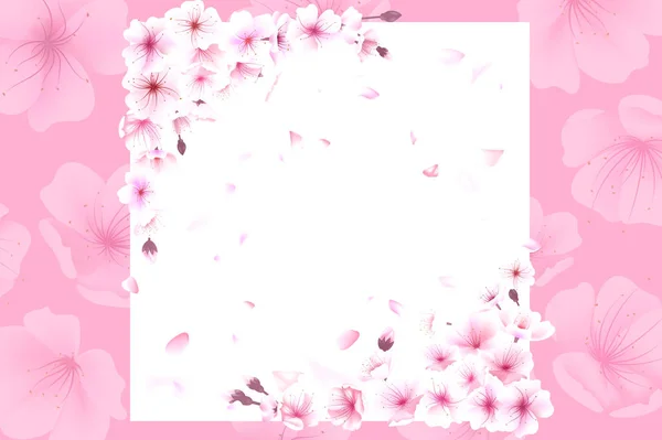 Cereja em flor. Fundo de primavera. Pétalas rosa sakura caindo. EPS 10 —  Vetores de Stock