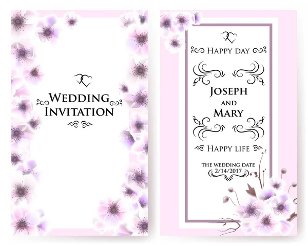 Открытка с нежными цветочными анемонами. Приглашение на свадьбу, спасибо, сохранить даты карты, меню, флаер, шаблон баннера. Открытки на день рождения — стоковый вектор
