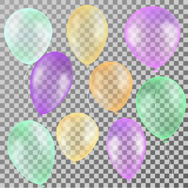 Realistické barevné průhledné bubliny. Narozeniny a invitaton karty — Stockový vektor