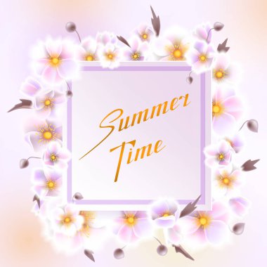 Düğün, doğum günü ve diğer tatil ve yaz, Bahar arka plan için tebrik kartı beyaz çiçekli davetiye kullanılabilir. Metin çiçek, hassas çelenk için yuvarlak çerçeve