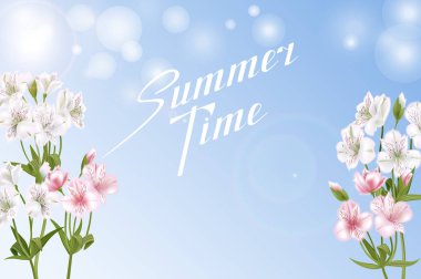 Tebrik kartı Alstroemeria ile düğün, doğum günü ve diğer tatil ve yaz arka plan için davetiye kullanılabilir. Vektör çizim.